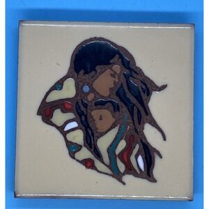 Vintage‎ Earthtones Ceramic Art Tile "Native Americans" Tucson AZ USA 1999